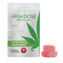 High Dose Fruit Gummy - Sour Cherry - 200mg THC (Sativa)