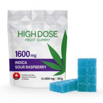High Dose Extreme Strength Fruit Gummy - Sour Raspberry - 1600mg THC (Indica)
