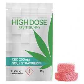 High Dose Fruit Gummy - Sour Strawberry (200mg CBD)